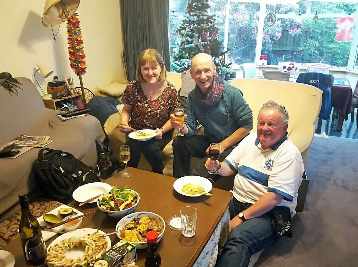 Dinner with guests at Craig's home in Papanui, Christchurch.