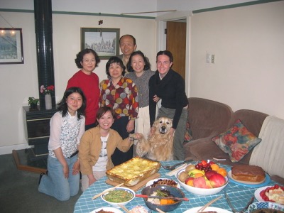 Homestay guests evening meal party